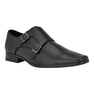 Calvin Klein Men's Brinta Leather Monk Strap Dress Shoes Black Size 11